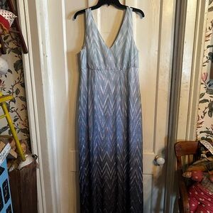 Carmen Marc Valvo Ombre Chevron Maxi Dress
